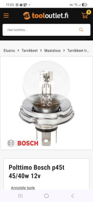 Nykyinen polttimomalli.